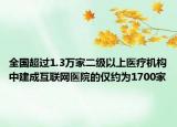 全國(guó)超過1.3萬家二級(jí)以上醫(yī)療機(jī)構(gòu)中建成互聯(lián)網(wǎng)醫(yī)院的僅約為1700家