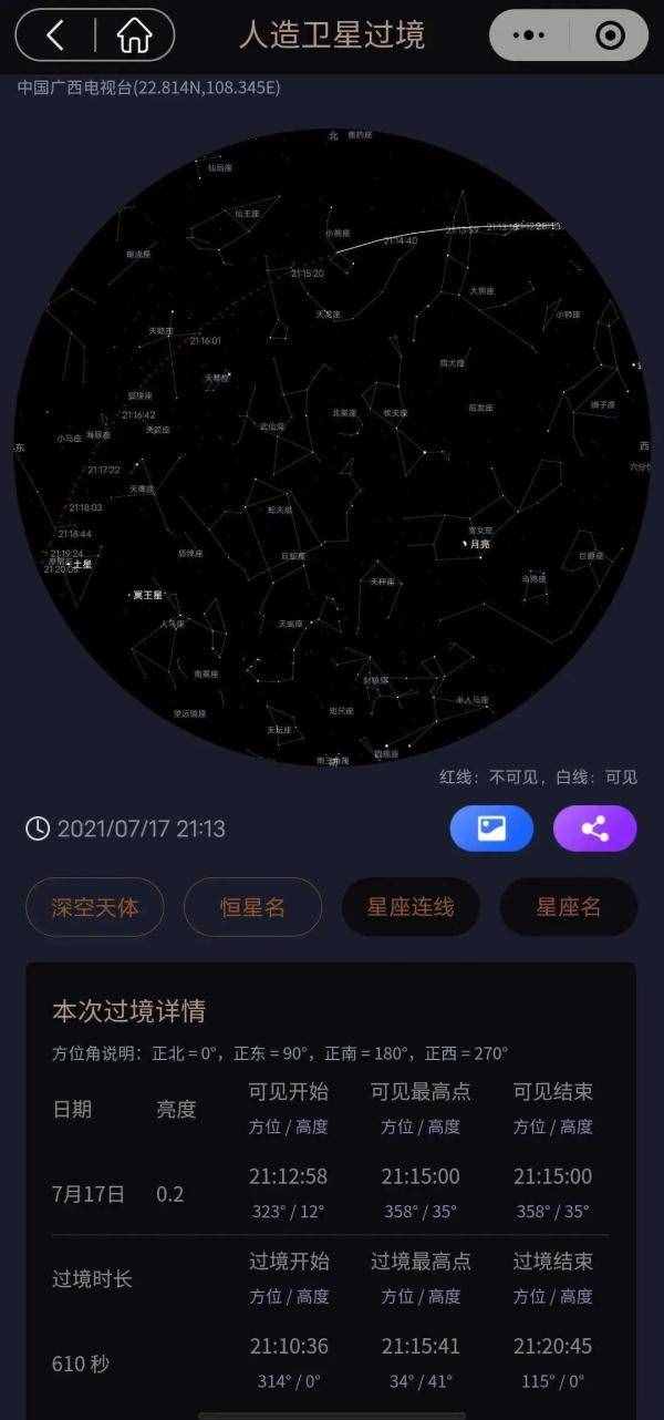 你看到?jīng)]？中國(guó)空間站昨晚飛過廣西上空！明晚還有機(jī)會(huì)