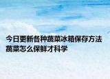 今日更新各種蔬菜冰箱保存方法 蔬菜怎么保鮮才科學