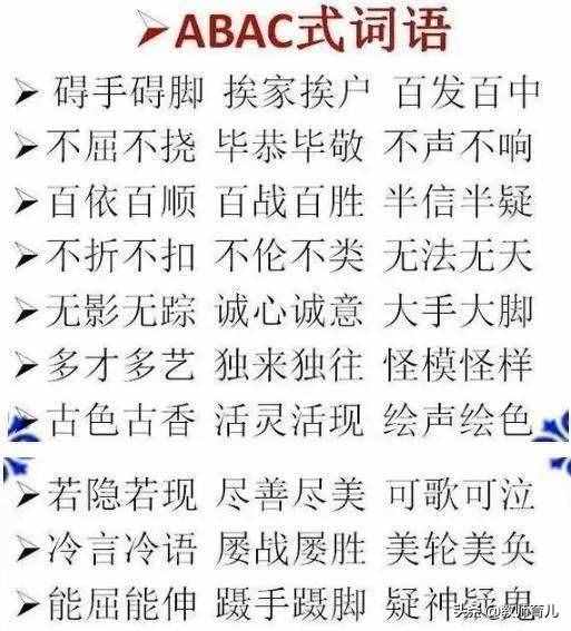 ABB+AABB+ABCC式詞語大全，替孩子打印下來，再不怕寫作詞窮！