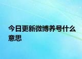 今日更新微博養(yǎng)號(hào)什么意思