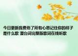 今日更新我費(fèi)勁了所有心思記住你的樣子是什么歌 潛臺詞完整版歌詞在線聽歌