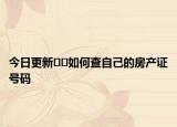 今日更新??如何查自己的房產(chǎn)證號(hào)碼