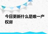 今日更新什么是唯一產(chǎn)權(quán)房