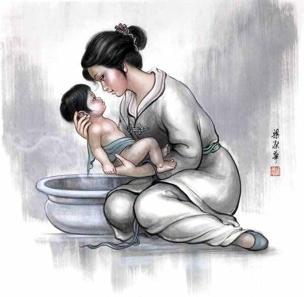 【母親節(jié)】梁潔華國畫《母愛》系列