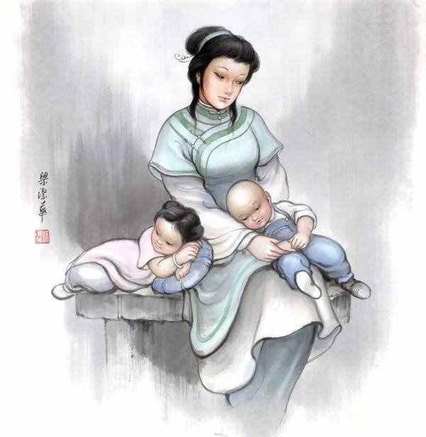 【母親節(jié)】梁潔華國畫《母愛》系列