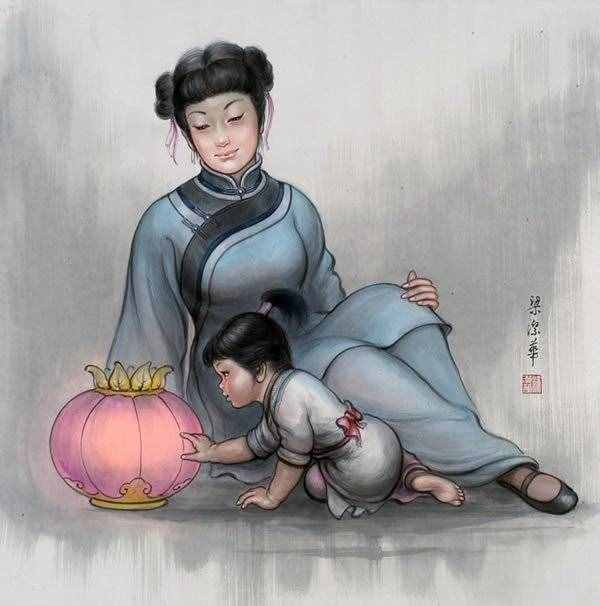 【母親節(jié)】梁潔華國畫《母愛》系列