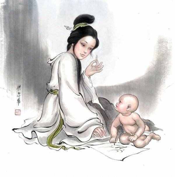 【母親節(jié)】梁潔華國畫《母愛》系列