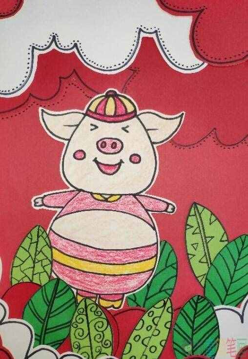 2019那些可愛的豬年年畫兒童畫