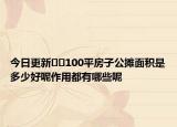 今日更新??100平房子公攤面積是多少好呢作用都有哪些呢