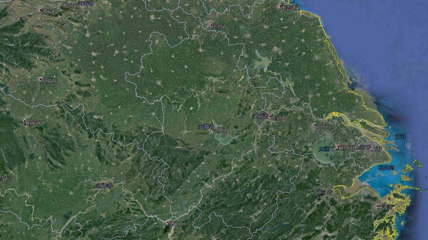 衛(wèi)星地圖上的安徽合肥，城市建成區(qū)很大，安徽第一城實至名歸