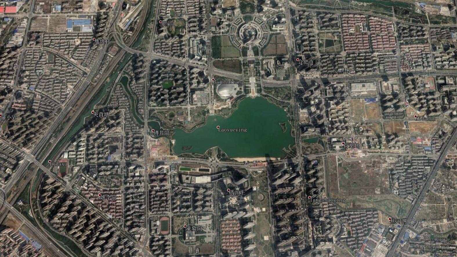 衛(wèi)星地圖上的安徽合肥，城市建成區(qū)很大，安徽第一城實至名歸