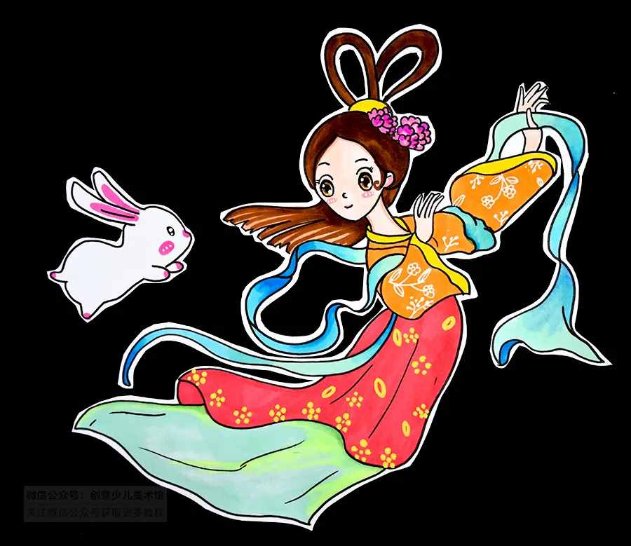 兒童畫教程｜初級卡通畫課程《但愿人長久，千里共嬋娟》