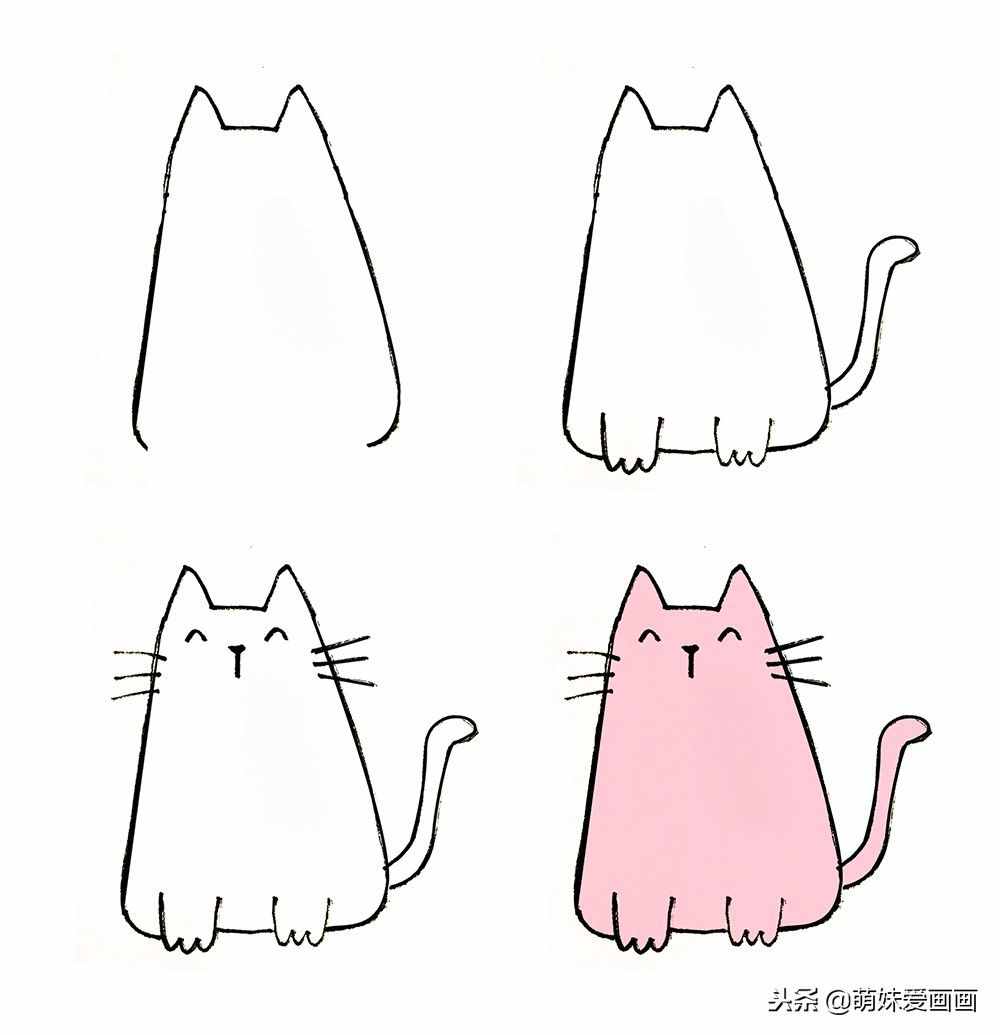 兒童簡筆畫小貓素材｜跟著步驟畫8只可愛的小貓，適用初學(xué)者