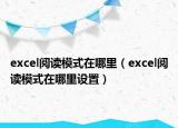 excel閱讀模式在哪里（excel閱讀模式在哪里設(shè)置）