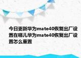 今日更新華為mate40恢復出廠設置在哪兒華為mate40恢復出廠設置怎么重置