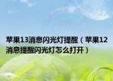 蘋果13消息閃光燈提醒（蘋果12消息提醒閃光燈怎么打開）