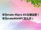 華為mate 40pro kfc在哪設置（華為mate40eNFC怎么開）