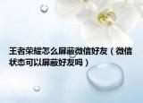 王者榮耀怎么屏蔽微信好友（微信狀態(tài)可以屏蔽好友嗎）