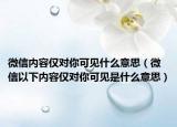 微信內(nèi)容僅對(duì)你可見什么意思（微信以下內(nèi)容僅對(duì)你可見是什么意思）