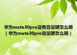 華為mate30pro沒有音量鍵怎么調(diào)（華為mate30pro音量鍵怎么調(diào)）