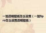 一加透明壁紙?jiān)趺丛O(shè)置（一加9pro怎么設(shè)置透明壁紙）