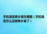 手機(jī)淘寶家鄉(xiāng)版在哪里（手機(jī)淘寶怎么沒(méi)有家鄉(xiāng)版了）