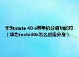 華為mate 40 e有手機分身功能嗎（華為mate40e怎么應用分身）