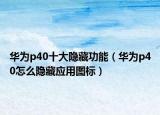 華為p40十大隱藏功能（華為p40怎么隱藏應用圖標）