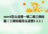 word怎么設(shè)置一級(jí)二級(jí)三級(jí)標(biāo)題（三級(jí)標(biāo)題怎么設(shè)置1.1.1）
