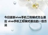 今日更新vivo手機工程模式怎么退出 vivo手機工程模式退出的一些方法