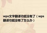 wps文字翻譯功能沒有了（wps翻譯功能沒有了怎么辦）