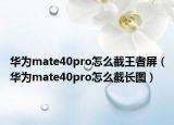 華為mate40pro怎么截王者屏（華為mate40pro怎么截長圖）