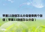 蘋果11微信怎么分身登錄兩個微信（蘋果11微信怎么分身）