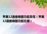 蘋果12語(yǔ)音喚醒功能異常（蘋果12語(yǔ)音喚醒功能在哪）
