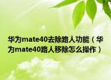 華為mate40去除路人功能（華為mate40路人移除怎么操作）