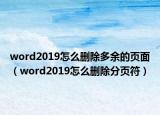 word2019怎么刪除多余的頁面（word2019怎么刪除分頁符）