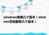 windows有哪幾個(gè)版本（windows系統(tǒng)都有幾個(gè)版本）