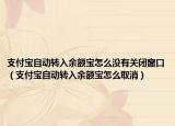 支付寶自動轉(zhuǎn)入余額寶怎么沒有關(guān)閉窗口（支付寶自動轉(zhuǎn)入余額寶怎么取消）