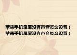 蘋果手機(jī)錄屏沒有聲音怎么設(shè)置（蘋果手機(jī)錄屏沒有聲音怎么設(shè)置）