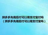 拼多多先用后付可以用支付寶付嗎（拼多多先用后付可以用支付寶嗎）