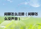 閑聊怎么注冊（閑聊怎么沒聲音）