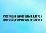 微信語音通話的靜音是什么作用（微信語音通話的靜音是什么意思）
