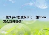 一加9 pro怎么雙卡（一加9pro怎么雙開(kāi)微信）