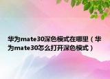 華為mate30深色模式在哪里（華為mate30怎么打開深色模式）