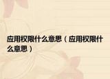 應(yīng)用權(quán)限什么意思（應(yīng)用權(quán)限什么意思）