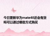 今日更新華為mate40還會有貨嗎可以通過哪些方式購買