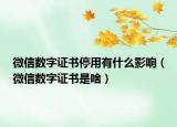 微信數(shù)字證書停用有什么影響（微信數(shù)字證書是啥）