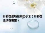 開發(fā)者選項在哪里小米（開發(fā)者選項在哪里）