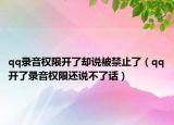 qq錄音權(quán)限開了卻說被禁止了（qq開了錄音權(quán)限還說不了話）